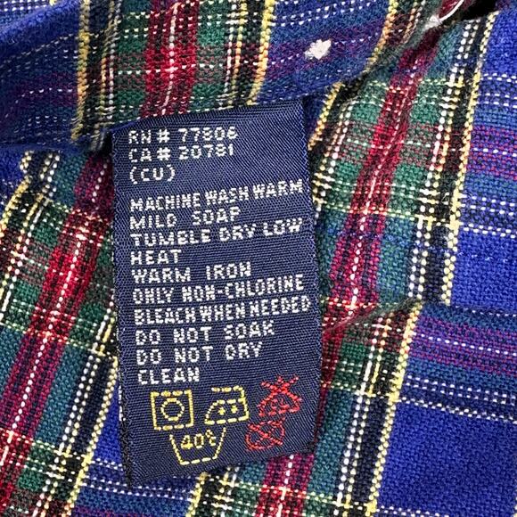 Vintage Tommy Hilfiger Shirt Mens XL Blue Classic Plaid Embroidered Chest Logo - Picture 9 of 10